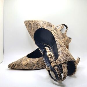Express Womens Slingback Pump Multicolor Snakeskin Print Stiletto Heel Sz 9M